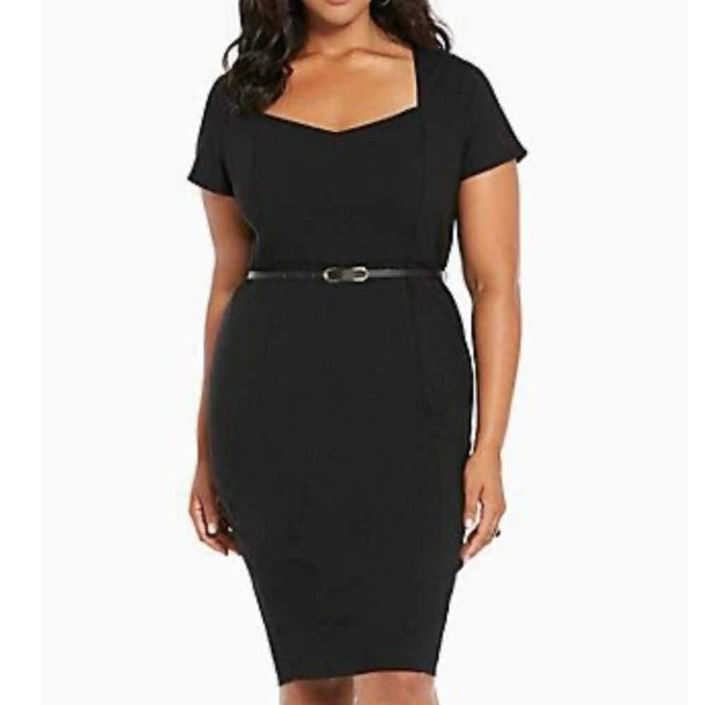 Torrid black bodycon dress square neck wiggle dress stretch size 20